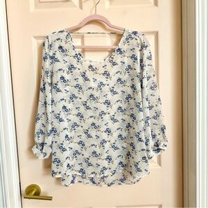 White floral Alice blue top